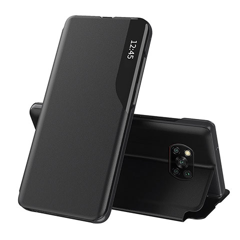 Xiaomi Poco X3 NFC用手帳型 レザーケース スタンド カバー Q01H Xiaomi ブラック