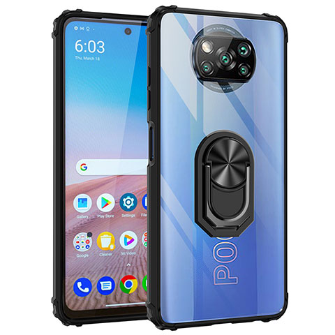 Xiaomi Poco X3 Pro用ハイブリットバンパーケース プラスチック アンド指輪 マグネット式 MQ2 Xiaomi ブラック