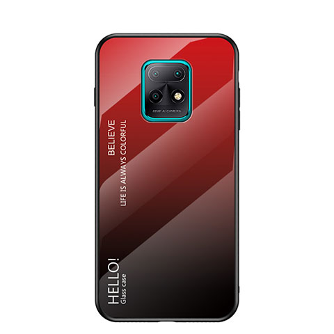 Xiaomi Redmi 10X 5G用ハイブリットバンパーケース プラスチック 鏡面 虹 グラデーション 勾配色 カバー LS1 Xiaomi レッド