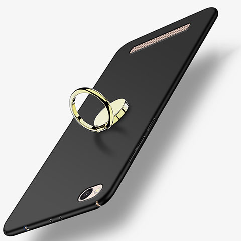 Xiaomi Redmi 4A用ハードケース プラスチック 質感もマット アンド指輪 A02 Xiaomi ブラック