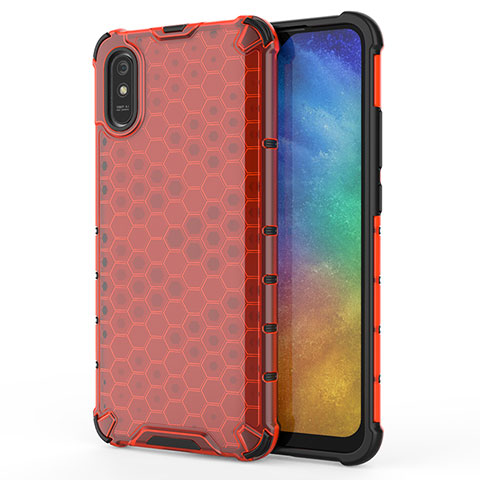 Xiaomi Redmi 9A用360度 フルカバー ハイブリットバンパーケース クリア透明 プラスチック カバー AM1 Xiaomi レッド