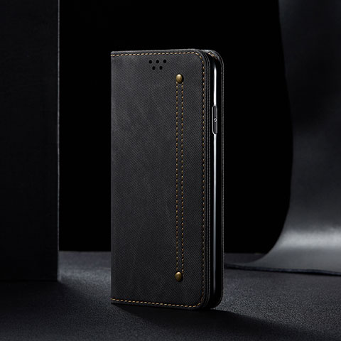 Xiaomi Redmi 9AT用手帳型 布 スタンド B02S Xiaomi ブラック