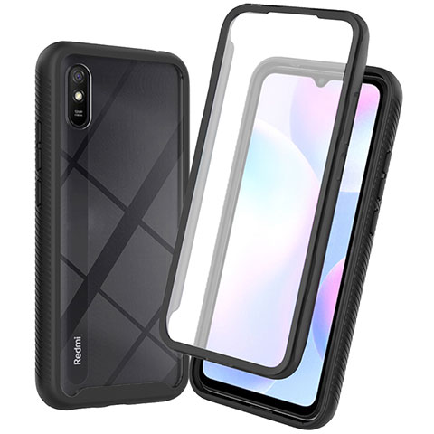 Xiaomi Redmi 9AT用360度 フルカバー ハイブリットバンパーケース クリア透明 プラスチック カバー ZJ3 Xiaomi ブラック