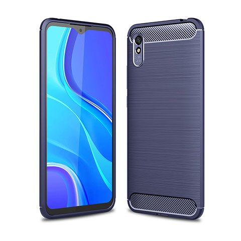 Xiaomi Redmi 9AT用シリコンケース ソフトタッチラバー ライン カバー WL1 Xiaomi ネイビー