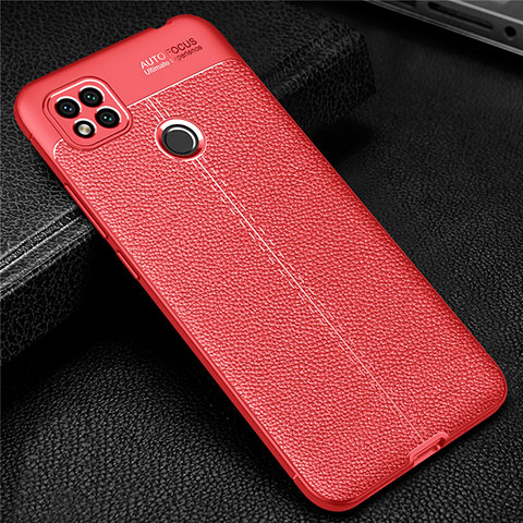 Xiaomi Redmi 9C用シリコンケース ソフトタッチラバー レザー柄 カバー Xiaomi レッド