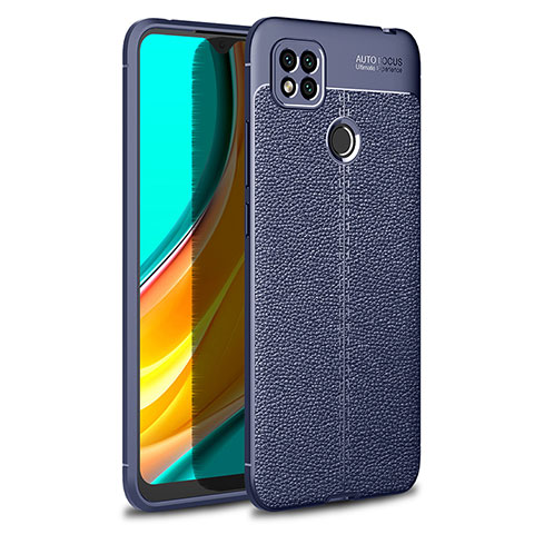 Xiaomi Redmi 9C用シリコンケース ソフトタッチラバー レザー柄 カバー WL1 Xiaomi ネイビー