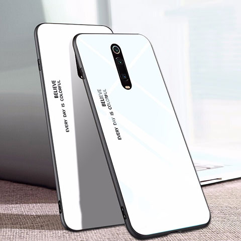 Xiaomi Redmi K20用ハイブリットバンパーケース プラスチック 鏡面 虹 グラデーション 勾配色 カバー H01 Xiaomi ホワイト