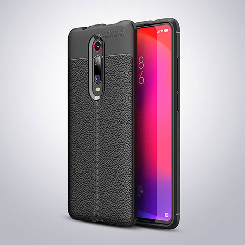 Xiaomi Redmi K20 Pro用シリコンケース ソフトタッチラバー レザー柄 カバー H01 Xiaomi ブラック