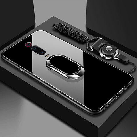 Xiaomi Redmi K20 Pro用ハイブリットバンパーケース プラスチック 鏡面 カバー アンド指輪 マグネット式 T01 Xiaomi ブラック