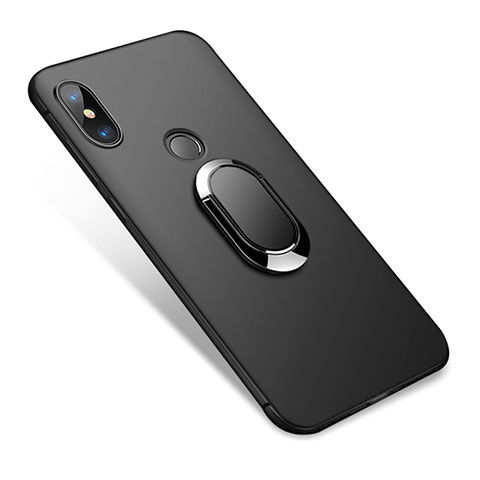 Xiaomi Redmi Note 5 AI Dual Camera用極薄ソフトケース シリコンケース 耐衝撃 全面保護 アンド指輪 Xiaomi ブラック