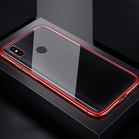 Xiaomi Redmi Note 7用ケース 高級感 手触り良い アルミメタル 製の金属製 360度 フルカバーバンパー 鏡面 カバー Xiaomi レッド