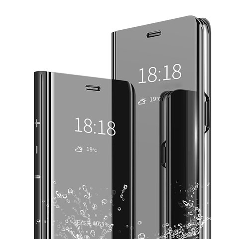 Xiaomi Redmi Note 7 Pro用手帳型 レザーケース スタンド 鏡面 カバー Xiaomi ブラック