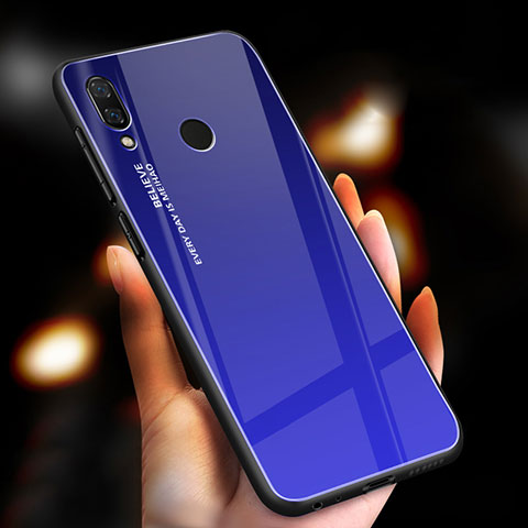 Xiaomi Redmi Note 7 Pro用ハイブリットバンパーケース プラスチック 鏡面 虹 グラデーション 勾配色 カバー M01 Xiaomi ネイビー