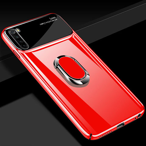Xiaomi Redmi Note 8 (2021)用ハードケース プラスチック 質感もマット アンド指輪 マグネット式 P03 Xiaomi レッド