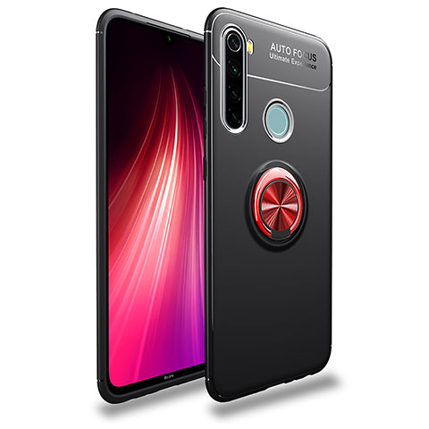 Xiaomi Redmi Note 8 (2021)用極薄ソフトケース シリコンケース 耐衝撃 全面保護 アンド指輪 マグネット式 バンパー SD1 Xiaomi レッド・ブラック