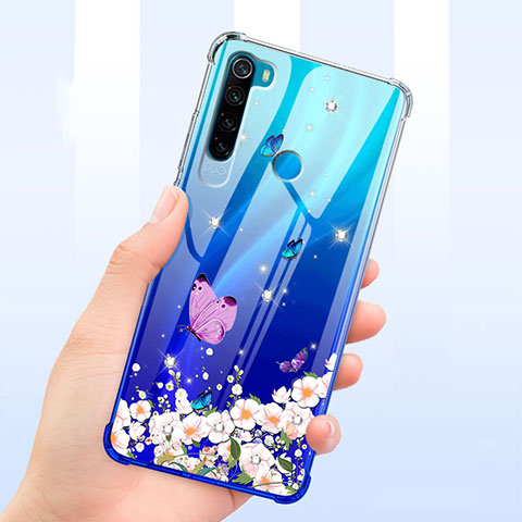 Xiaomi Redmi Note 8用極薄ソフトケース シリコンケース 耐衝撃 全面保護 クリア透明 花 T01 Xiaomi ネイビー