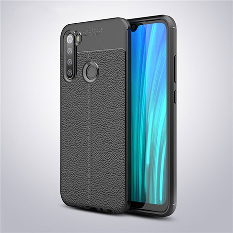 Xiaomi Redmi Note 8用シリコンケース ソフトタッチラバー レザー柄 カバー Xiaomi ブラック