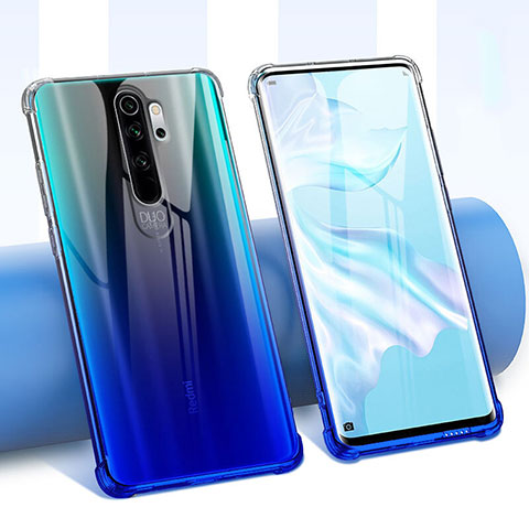 Xiaomi Redmi Note 8 Pro用極薄ソフトケース シリコンケース 耐衝撃 全面保護 クリア透明 花 Xiaomi ネイビー