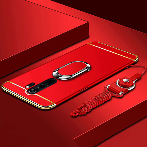 Xiaomi Redmi Note 8 Pro用ケース 高級感 手触り良い メタル兼プラスチック バンパー アンド指輪 T01 Xiaomi レッド