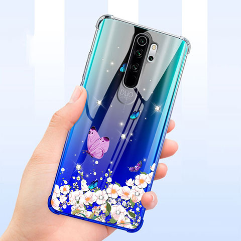 Xiaomi Redmi Note 8 Pro用極薄ソフトケース シリコンケース 耐衝撃 全面保護 クリア透明 花 T01 Xiaomi パープル