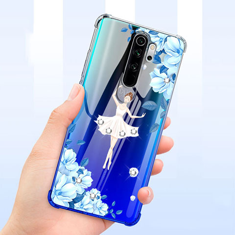 Xiaomi Redmi Note 8 Pro用極薄ソフトケース シリコンケース 耐衝撃 全面保護 クリア透明 花 T01 Xiaomi ネイビー