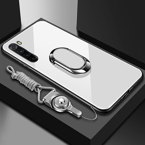 Xiaomi Redmi Note 8T用ハイブリットバンパーケース プラスチック 鏡面 カバー アンド指輪 マグネット式 Xiaomi ホワイト