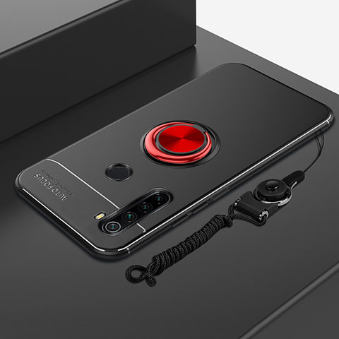 Xiaomi Redmi Note 8T用極薄ソフトケース シリコンケース 耐衝撃 全面保護 アンド指輪 マグネット式 バンパー Xiaomi レッド・ブラック