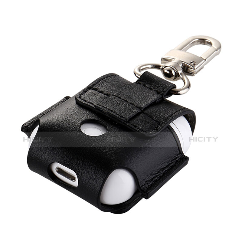 レザー ケース 保護 収納 ズ用 Airpods 充電ボックス A01 アップル ブラック