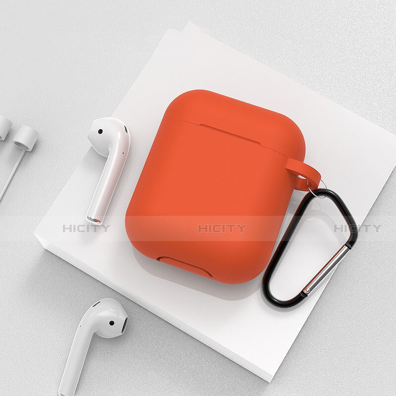 シリコン ケース 保護 収納 ズ用 Airpods 充電ボックス C02 アップル オレンジ