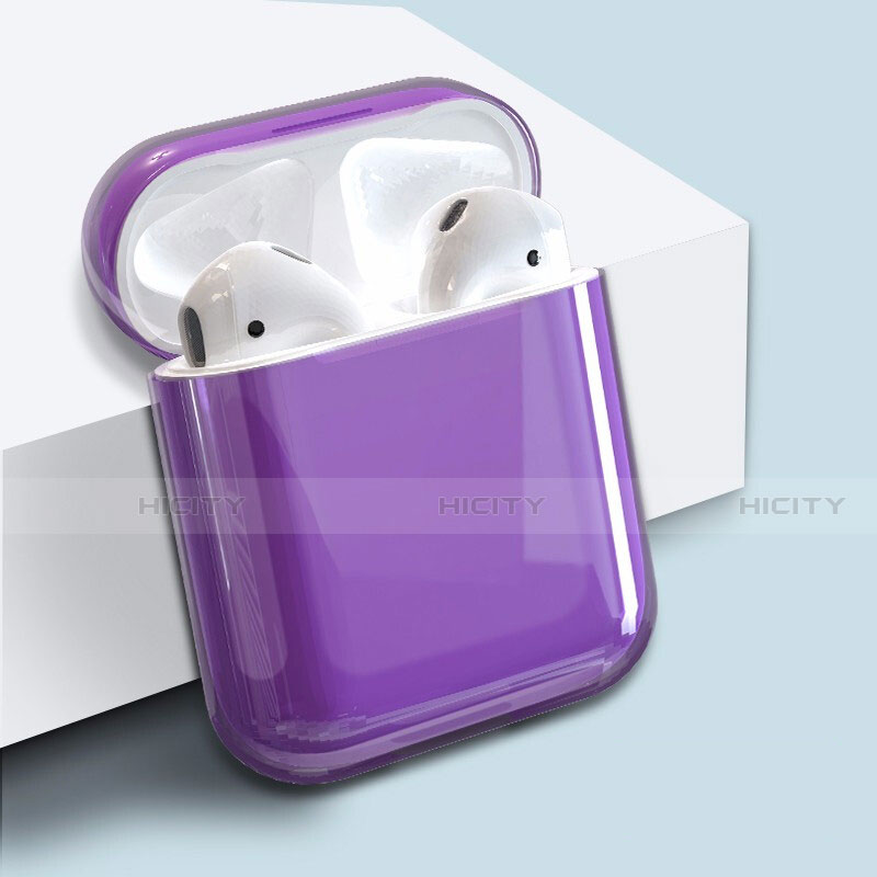 Apple AirPods用ハードケース プラスチック 質感もマット ズ用 Airpods 充電ボックス アップル パープル