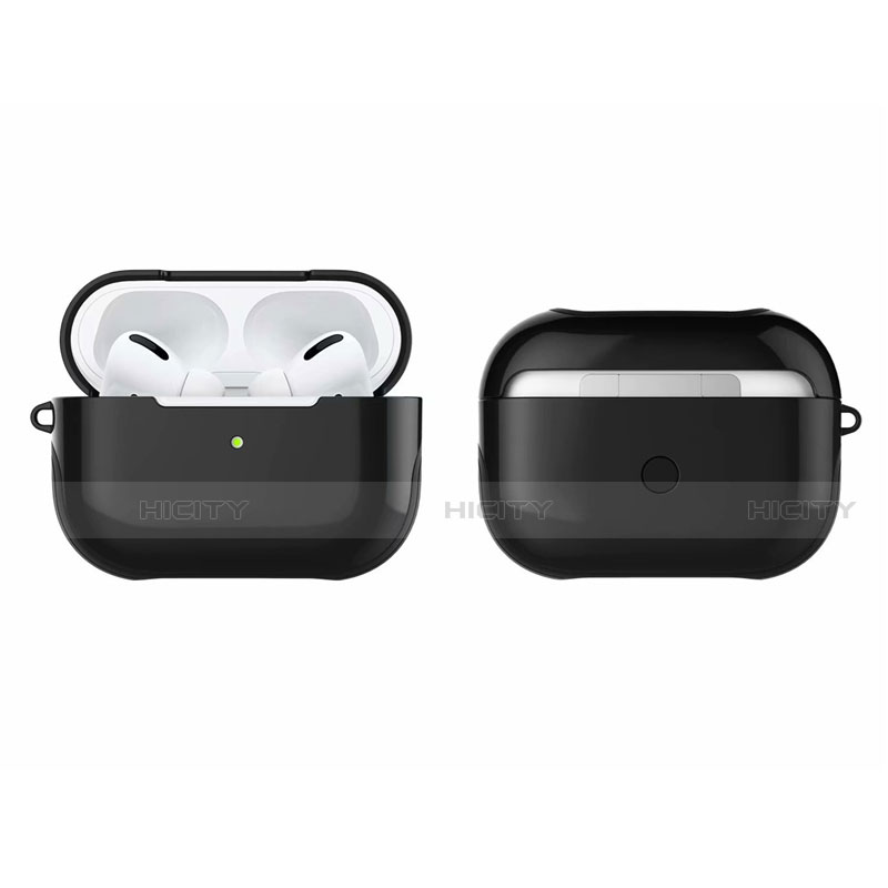 Apple AirPods Pro用ハイブリットバンパーケース プラスチック 兼シリコーン カバー U01 アップル ブラック