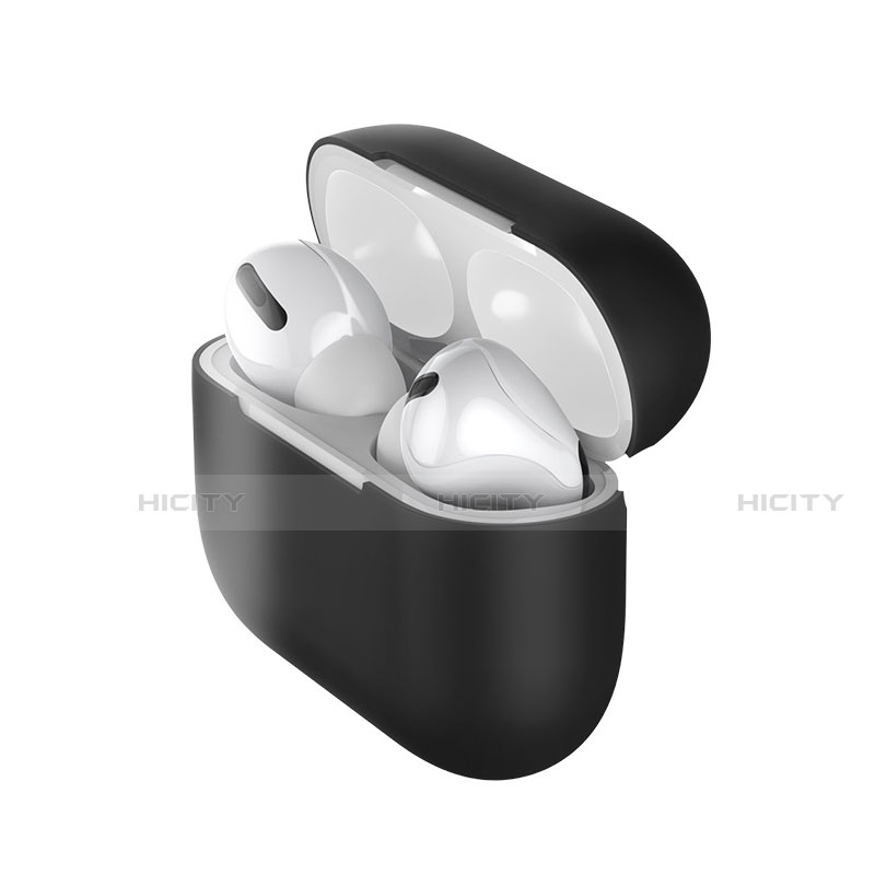 Apple AirPods Pro用360度 フルカバー極薄ソフトケース シリコンケース 耐衝撃 全面保護 バンパー S01 アップル ブラック