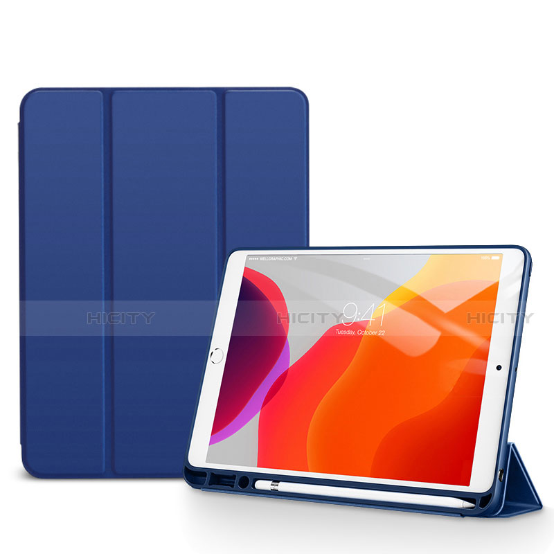 Apple iPad 10.2 (2020)用手帳型 レザーケース スタンド カバー アップル ネイビー