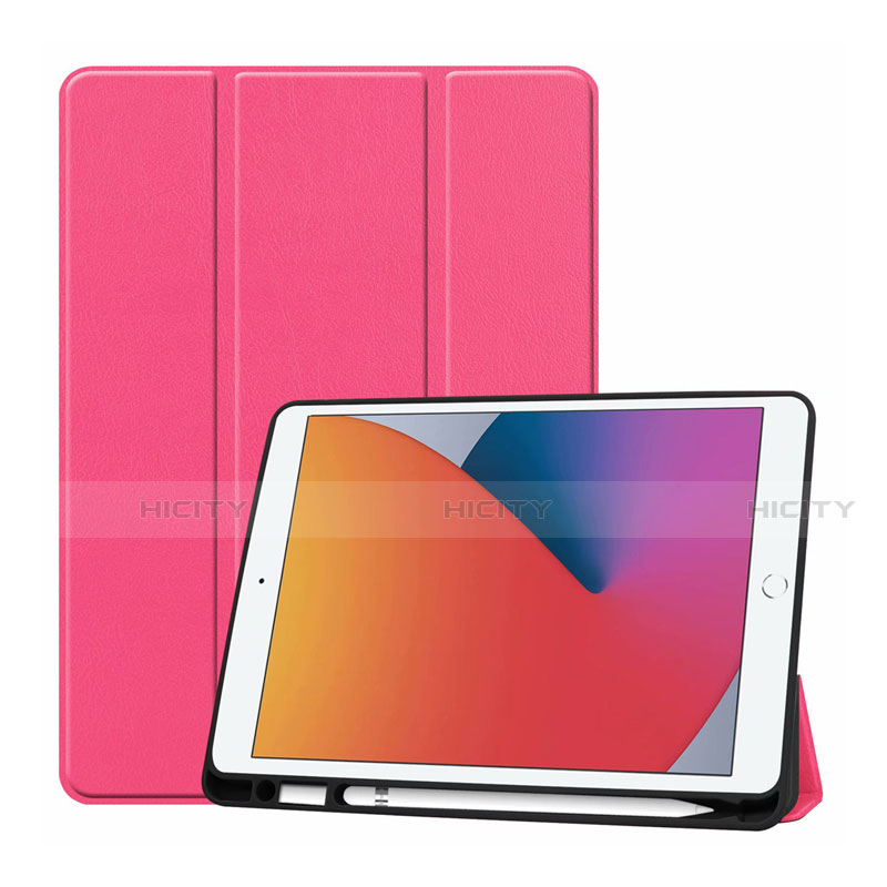 Apple iPad 10.2 (2020)用手帳型 レザーケース スタンド カバー L01 アップル ピンク