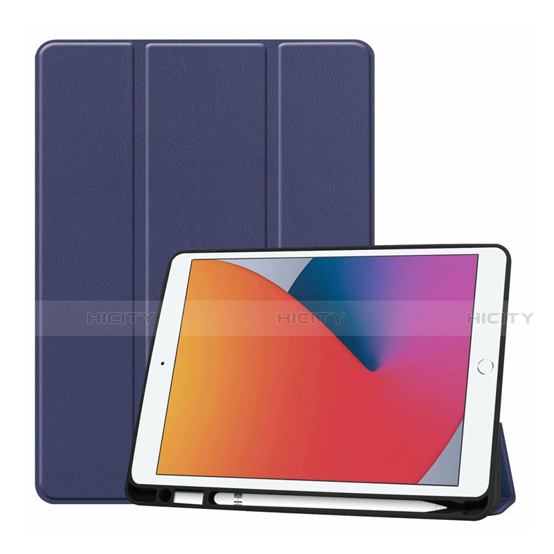 Apple iPad 10.2 (2020)用手帳型 レザーケース スタンド カバー L01 アップル ネイビー