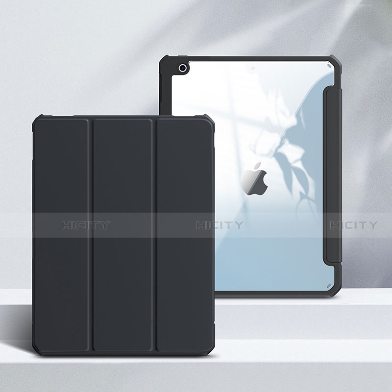 Apple iPad 10.2 (2020)用手帳型 レザーケース スタンド カバー L02 アップル ブラック