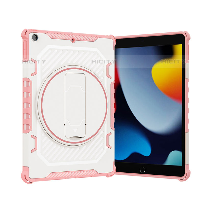 Apple iPad 10.2 (2020)用ハイブリットバンパーケース スタンド プラスチック 兼シリコーン カバー L09 アップル ローズゴールド