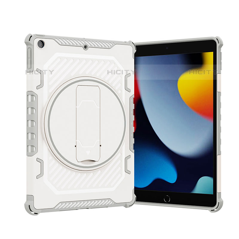 Apple iPad 10.2 (2020)用ハイブリットバンパーケース スタンド プラスチック 兼シリコーン カバー L09 アップル グレー