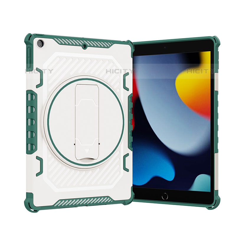 Apple iPad 10.2 (2020)用ハイブリットバンパーケース スタンド プラスチック 兼シリコーン カバー L09 アップル グリーン