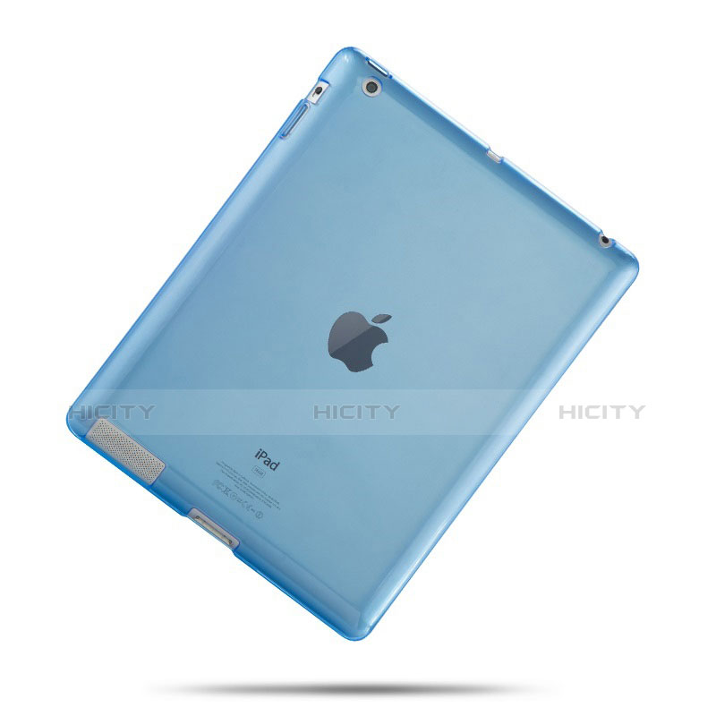 Apple iPad 2用極薄ソフトケース シリコンケース 耐衝撃 全面保護 クリア透明 アップル ブルー