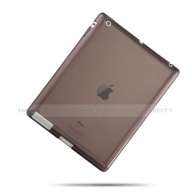 Apple iPad 2用極薄ソフトケース シリコンケース 耐衝撃 全面保護 クリア透明 アップル グレー