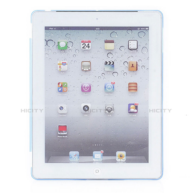 Apple iPad 2用極薄ケース クリア透明 プラスチック アップル ブルー