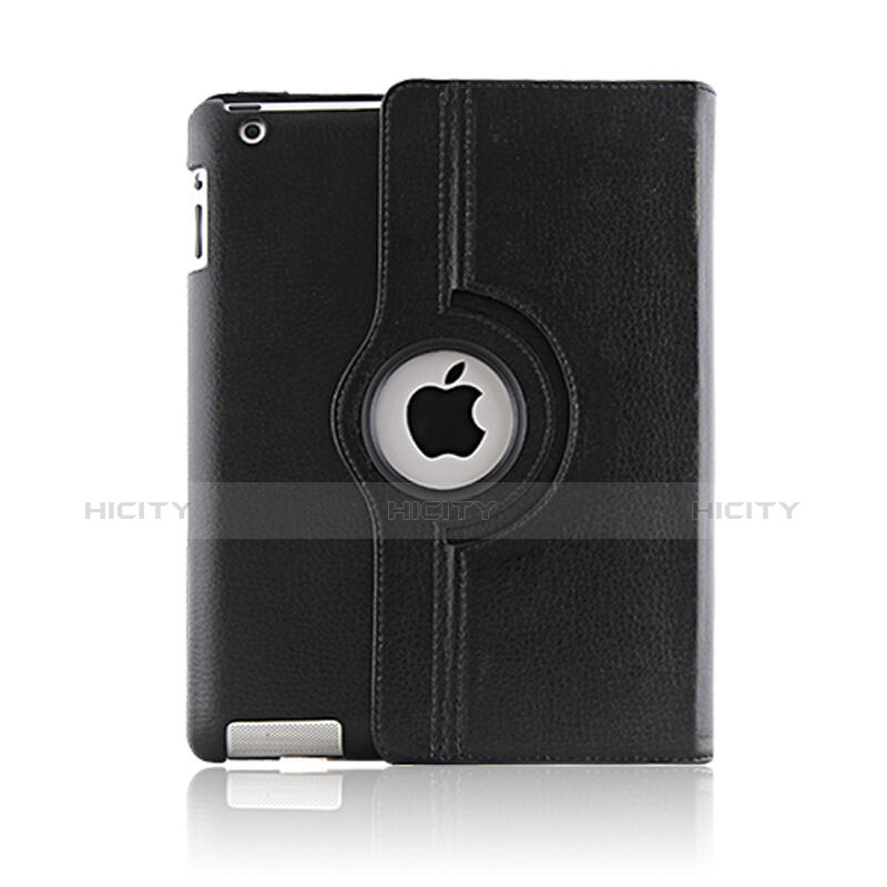 Apple iPad 2用回転式 スタンド レザーケース アップル ブラック