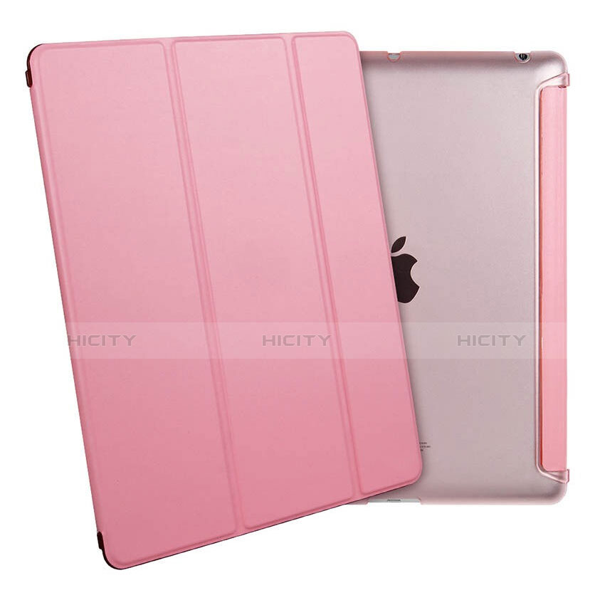 Apple iPad 2用手帳型 レザーケース スタンド アップル ピンク