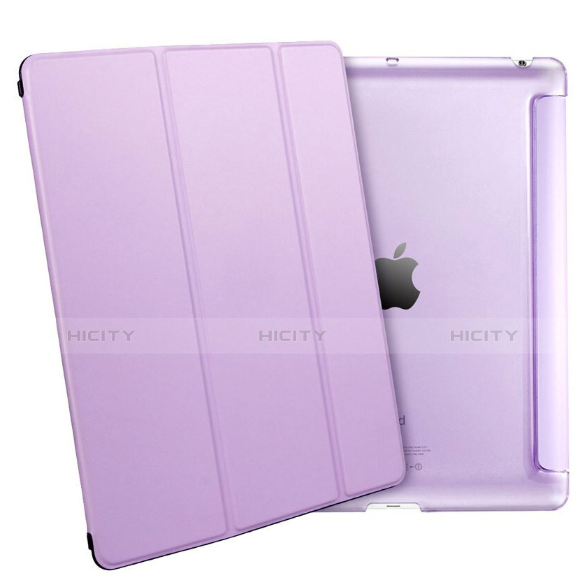 Apple iPad 2用手帳型 レザーケース スタンド L01 アップル パープル