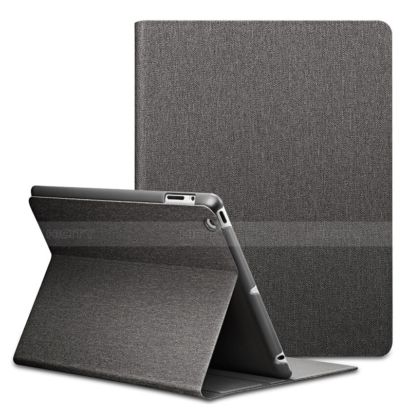 Apple iPad 2用手帳型 レザーケース スタンド L02 アップル ブラック