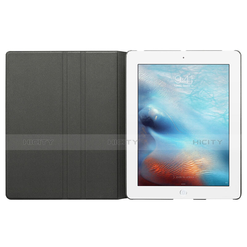Apple iPad 2用手帳型 レザーケース スタンド L02 アップル ブラック