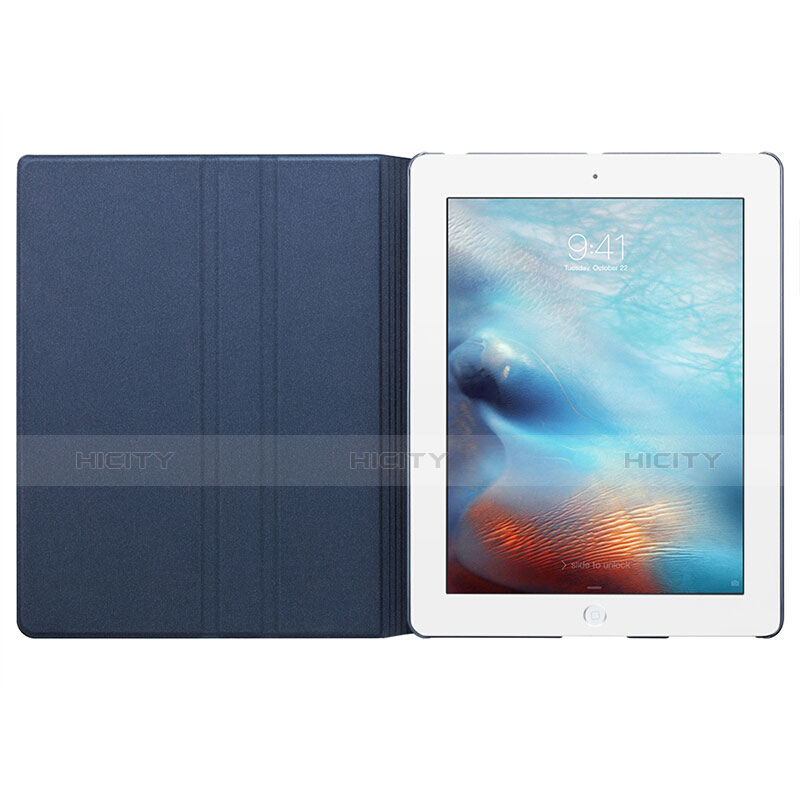 Apple iPad 2用手帳型 レザーケース スタンド L03 アップル ネイビー
