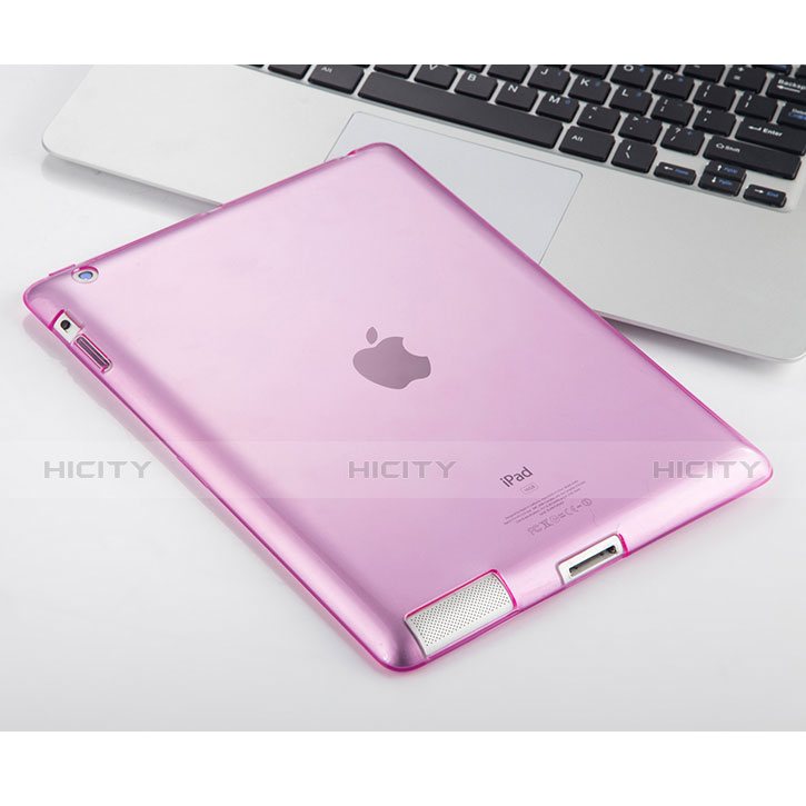Apple iPad 3用極薄ソフトケース シリコンケース 耐衝撃 全面保護 クリア透明 アップル ピンク