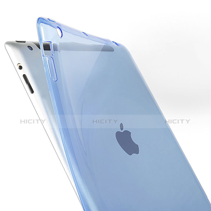 Apple iPad 3用極薄ソフトケース シリコンケース 耐衝撃 全面保護 クリア透明 アップル ブルー